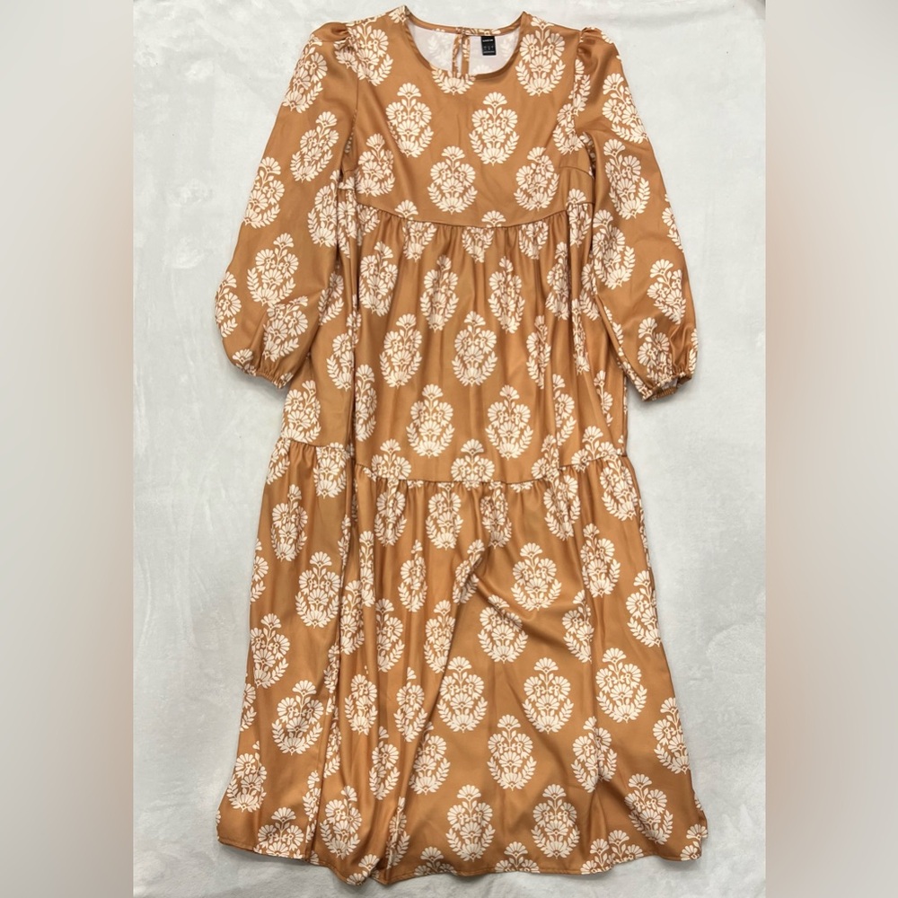 Tan Long Sleeve Maxi Dress